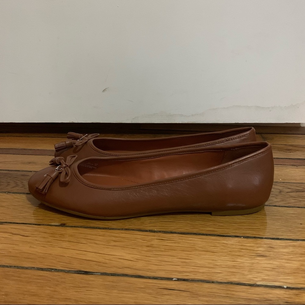 Brown Leather Coach Flats
